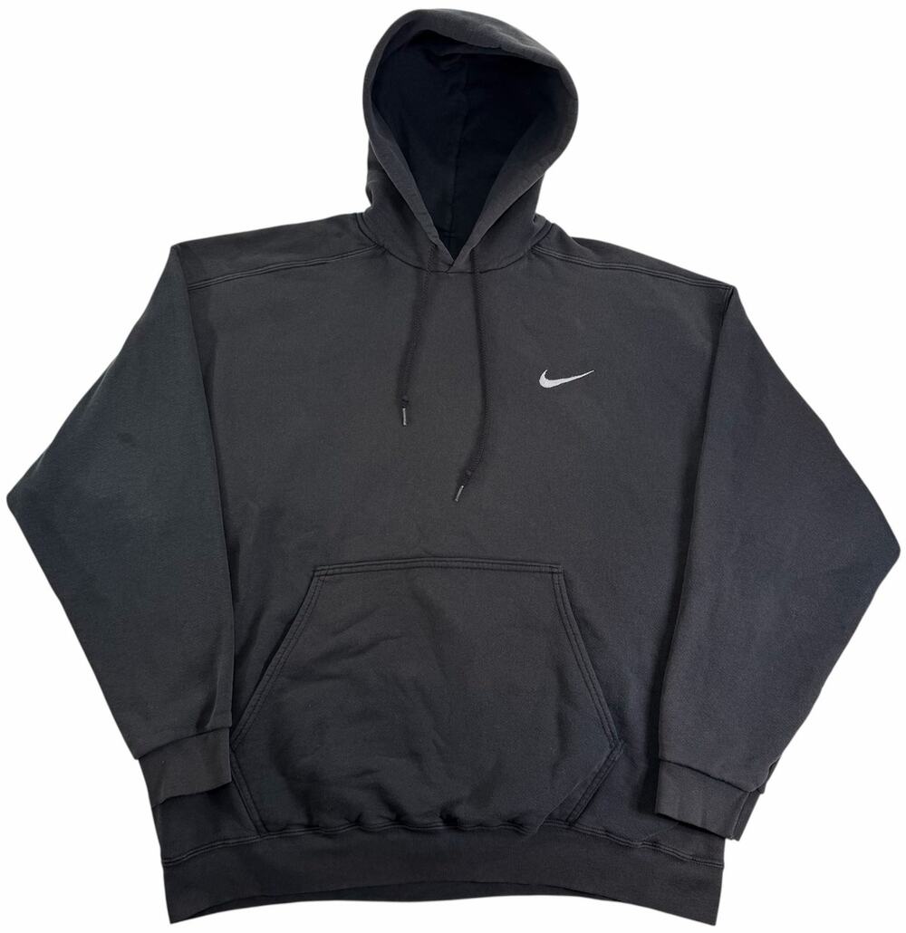 Vintage 90s Nike Swoosh Black Hoodie Men's Large Pullover White Tag Sweatshirt